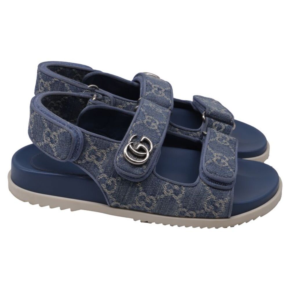 Gucci Moritz GG Slingback Denim Sandals in Blue Cotton